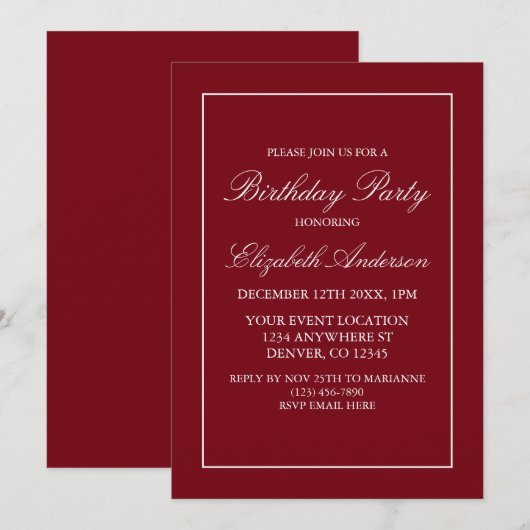 Klassieke minimalistische uitnodiging tot geboorte (Voorkant / Achterkant)