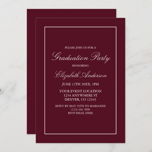 Klassieke minimalistische uitnodiging tot het Afst (Voorkant / Achterkant)