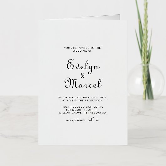 Klassieke minimalistische uitnodiging tot weddensc (Voorkant)