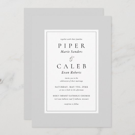 Klassieke minimalistische uitnodiging tot weduwen  (Voorkant / Achterkant)