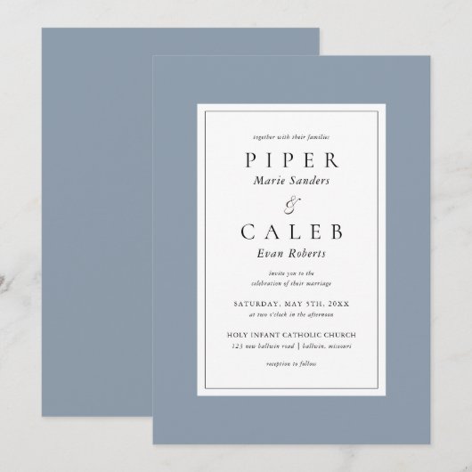 Klassieke minimalistische uitnodiging tot weduwen  (Voorkant / Achterkant)