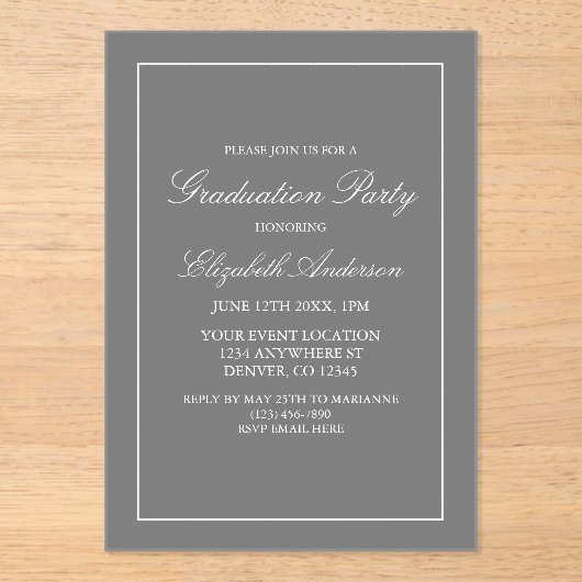 Klassieke minimalistische uitnodiging voor grijs A (Voorkant)