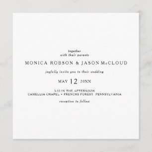 Klassieke minimalistische vierkante bruiloft uitno kaart