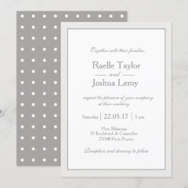 Klassieke minimalistische witte grijze polka-stipt kaart