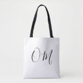 Klassieke minimalistische witte "OM" Tote Bag (Voorkant)