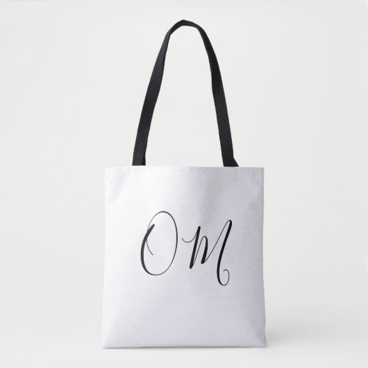 Klassieke minimalistische witte "OM" Tote Bag (Voorkant)