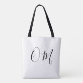 Klassieke minimalistische witte "OM" Tote Bag (Achterkant)