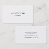 Klassieke minimalistische witte professional elega visitekaartje (Voorkant / Achterkant)