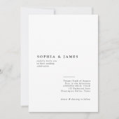 Klassieke minimalistische witte zwarte bruiloft kaart (Voorkant)