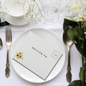 Klassieke Minimalistische Zonnebloem Boog Groen QR All In One Uitnodiging