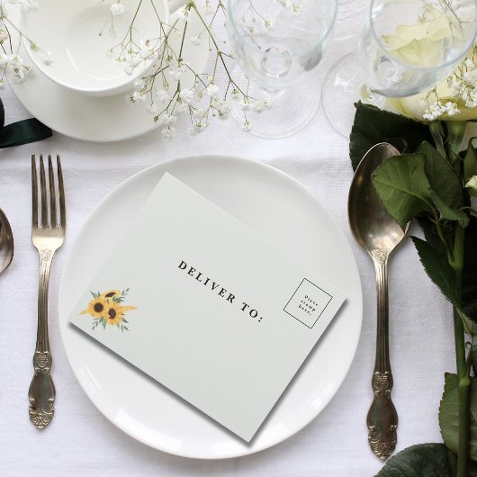 Klassieke Minimalistische Zonnebloem Boog Groen QR All In One Uitnodiging