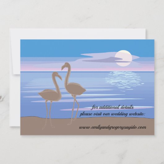 Klassieke minimalistische, zonsondergang, flamingo save the date (Achterkant)