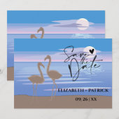 Klassieke minimalistische, zonsondergang, flamingo save the date (Voorkant / Achterkant)