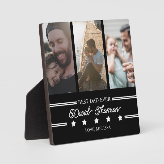 Klassieke minimalistische zwart wit beste vader oo fotoplaat (Voorkant)