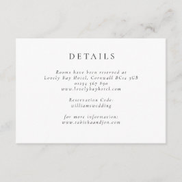 Klassieke minimalistische zwart-wit bruiloft detai informatiekaartje