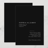 Klassieke minimalistische zwart-wit bruiloft kaart (Voorkant / Achterkant)