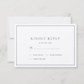 Klassieke minimalistische zwart-wit bruiloft RSVP (Voorkant)