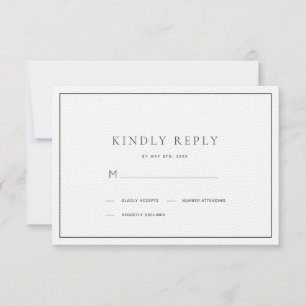 Klassieke minimalistische zwart-wit bruiloft RSVP Kaartje