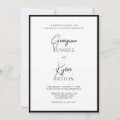 Klassieke minimalistische zwart-wit script bruilof kaart (Voorkant)