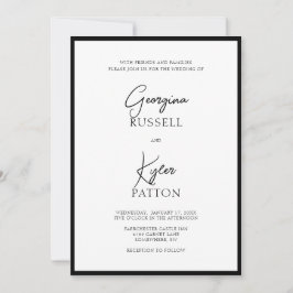 Klassieke minimalistische zwart-wit script bruilof kaart