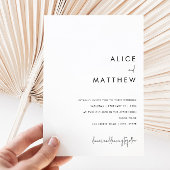 Klassieke minimalistische zwarte en witte bruiloft kaart