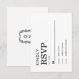KLASSIEKE MINIMALISTISCHE ZWARTE EN WITTE RSVP KAA KAARTJE