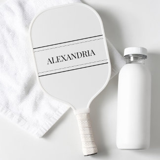 Klassieke Minimalistische Zwarte en Witte Streep E Pickleball Paddle