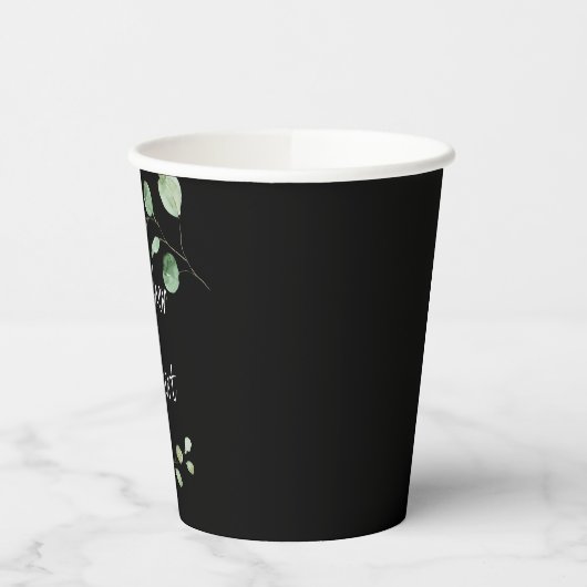 Klassieke minimalistische zwarte Eucalyptus bruilo Papieren Bekers (Links)