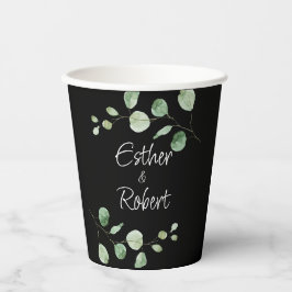 Klassieke minimalistische zwarte Eucalyptus bruilo Papieren Bekers