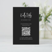 Klassieke minimalistische zwarte QR code script br RSVP Kaartje (Staand voorkant)