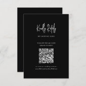 Klassieke minimalistische zwarte QR code script br RSVP Kaartje (Voorkant / Achterkant)