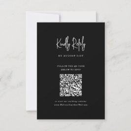 Klassieke minimalistische zwarte QR code script br RSVP Kaartje