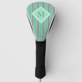 Klassieke mint en grijze verticale strepen monogra golfheadcover (Voorkant)