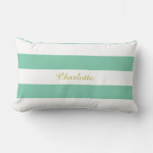 Klassieke Mint Green Stripe Pillow met naam Kussen (Voorkant)