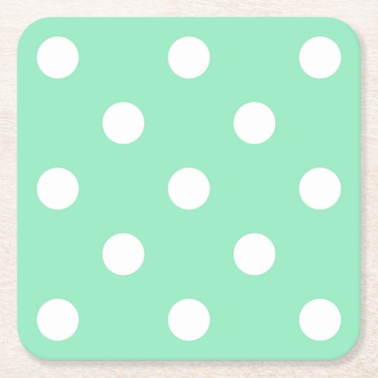 Klassieke mint-groene witte Stippen elegante Sjabl Kartonnen Onderzetters (Voorkant)