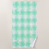 Klassieke Mint White Pepita Houndstooth Pattern Strandlaken (Voorkant)
