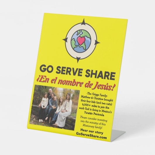 Klassieke Missionary Support Tabletop Sign Reclamebord Met Voetstuk (Voorkant)