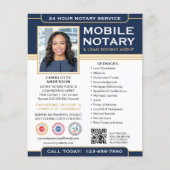 Klassieke Mobiele Notaris Flyer QR Code Navy Goud (Voorkant)