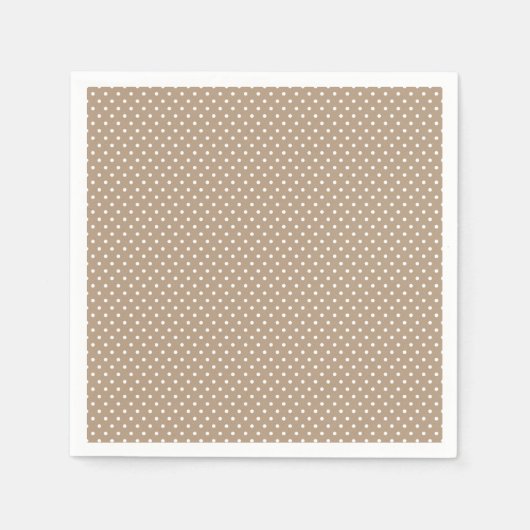 Klassieke Mocha Bruin en Witte Polka Dot servetten (Voorkant)