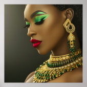 Klassieke Mode Afrikaanse smaragdgroene goudjewel Poster (Voorkant)