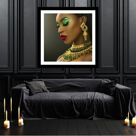 Klassieke Mode Afrikaanse smaragdgroene goudjewel Poster