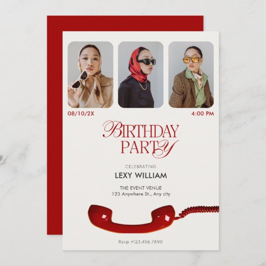 Klassieke  mode fotocollage verjaardag kaart (Voorkant / Achterkant)