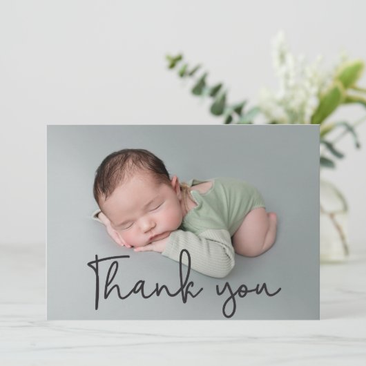 Klassieke Modern Dank je baby Aankondiging (Staand voorkant)