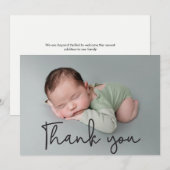 Klassieke Modern Dank je baby Aankondiging (Voorkant / Achterkant)