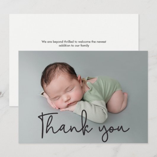 Klassieke Modern Dank je baby Aankondiging (Voorkant / Achterkant)