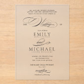 Klassieke Modern Elegant Script Wedding Acryl Uitnodigingen (Voorkant)