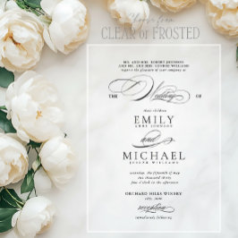 Klassieke Modern Elegant Script Wedding Acryl Uitnodigingen