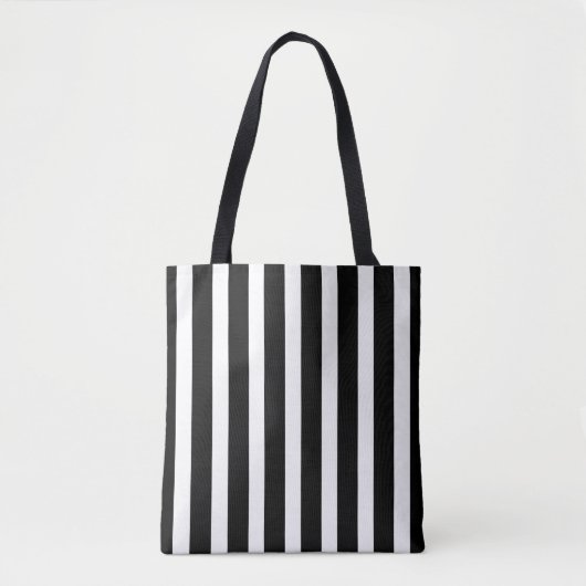 Klassieke Modern Gestreepte Zwart-Wit Carryall Tote Bag (Voorkant)