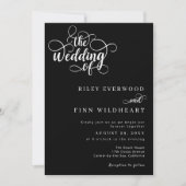 Klassieke Modern Zwart-wit Script Wedding Kaart (Voorkant)