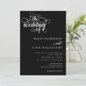 Klassieke Modern Zwart-wit Script Wedding Kaart (Staand voorkant)